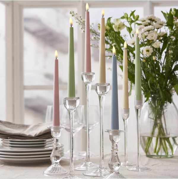 LED Antikljus 2-pack Flamme Candy Gul