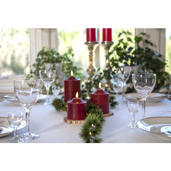 LED Blockljus Flamme Top Röd 9,5 cm