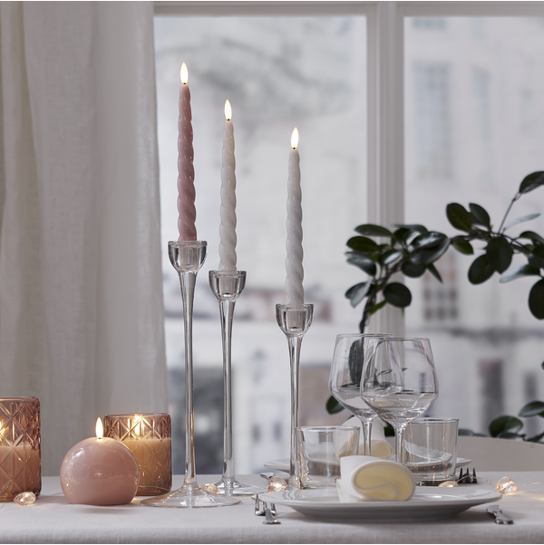 LED Antikljus 2-pack Flamme Shine Rosa