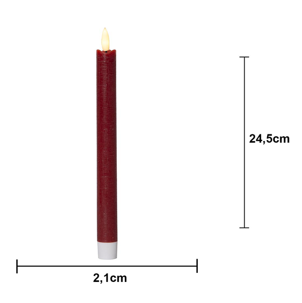 LED Antikljus 2-pack Flamme Rustic 25 cm Röd