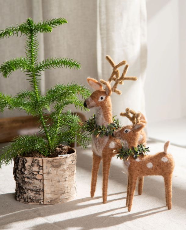 Juldekoration Inomhus Ulldjur Dovhjortar 2-pack 23 cm Mix