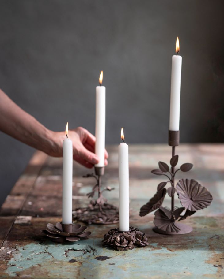 Ljusstake Floral 2-pack Brun Ø10x4cm I lager: Vecka 37