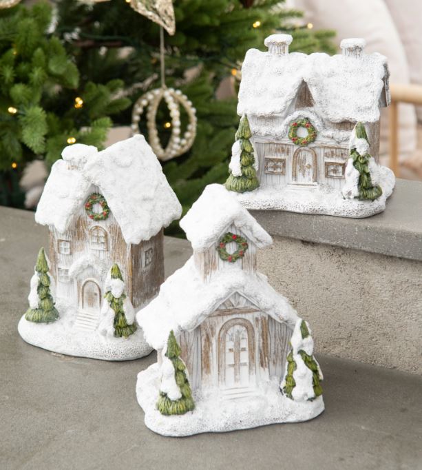 Juldekoration Inomhus 3-pack Hus Snöstad Mix