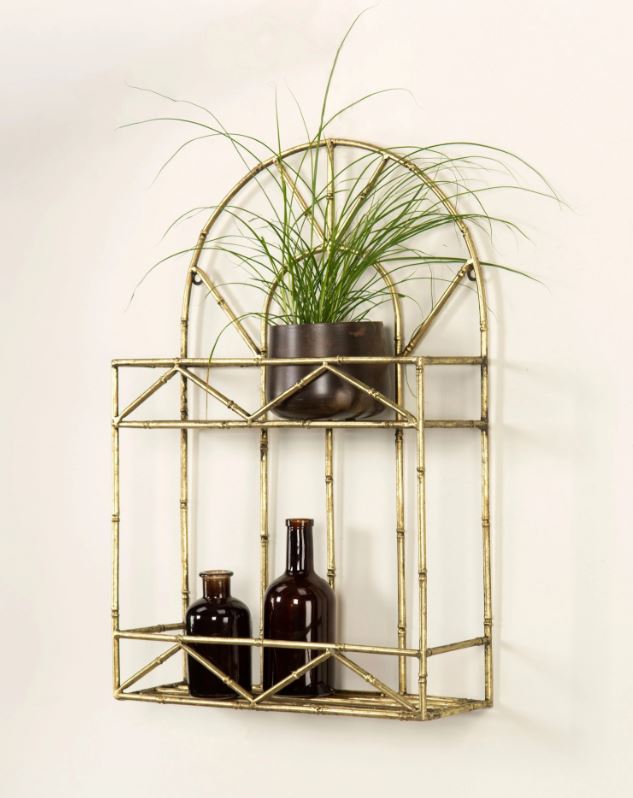 Vägghylla Metall Bambu Mässing 38x13x57,5cm