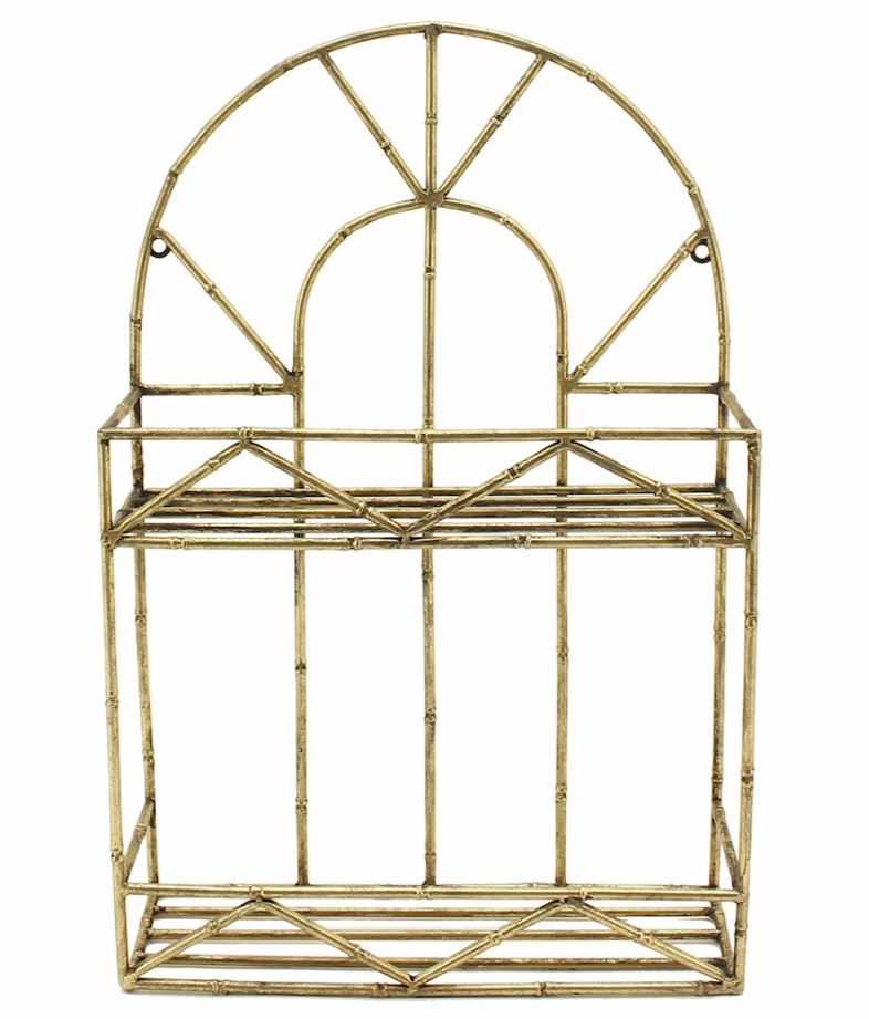 Vägghylla Metall Bambu Mässing 38x13x57,5cm