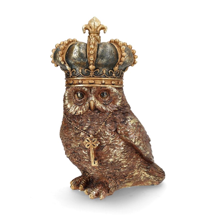 Dekoration Uggla Med Krona 16x14x26cm I lager: Vecka 31