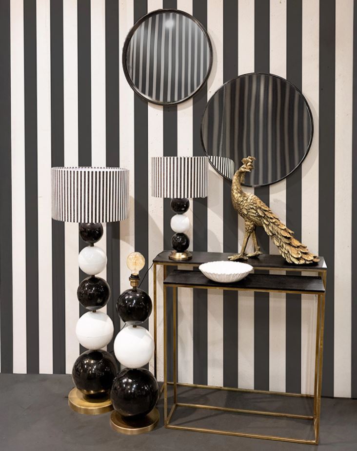 Bordslampa Lampfot Multi Stone Svart/Vit 39 cm