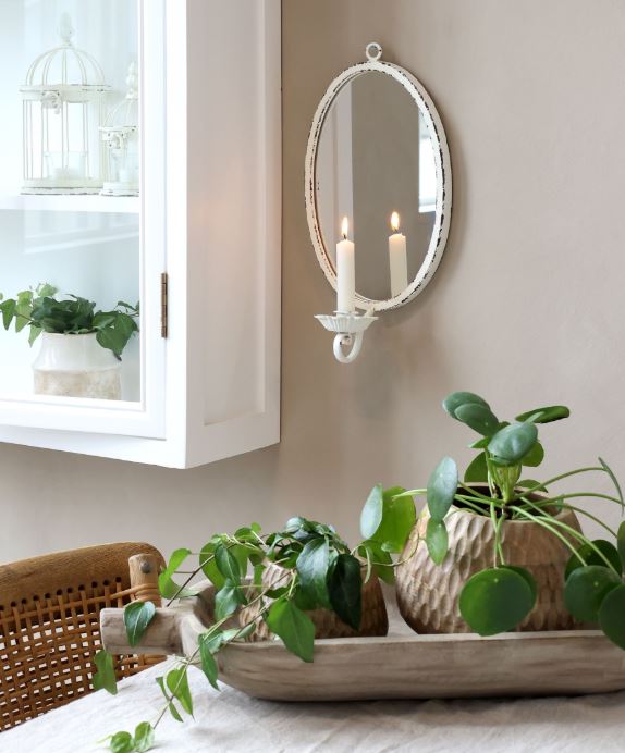 Ljusstake Vägg Ljuslampett H38/L19,5/B11 cm antik creme