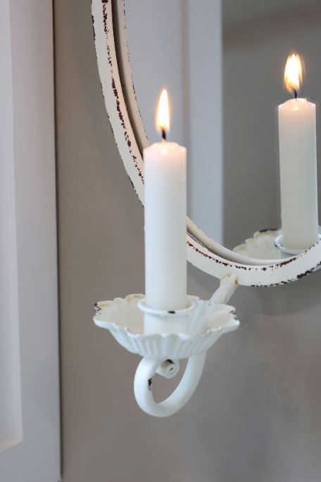 Ljusstake Vägg Ljuslampett H38/L19,5/B11 cm antik creme