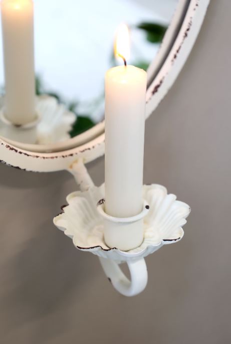 Ljusstake Vägg Ljuslampett H38/L19,5/B11 cm antik creme