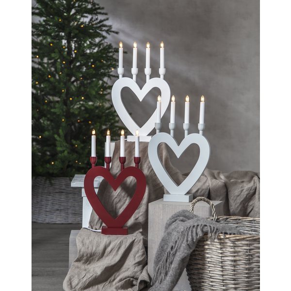 Adventsljusstake Hjärta 45 cm Röd
