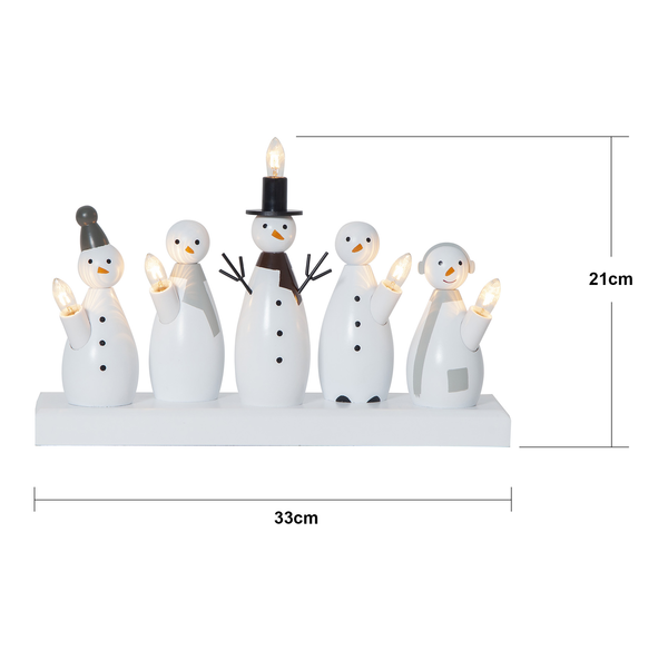 Adventsljusstake Snögubbar 33x9x21 cm