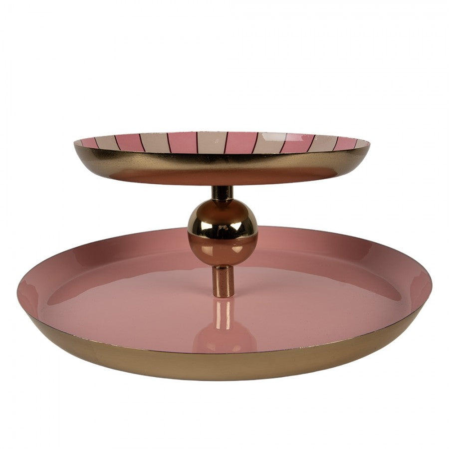 Dekorativt Fat Våningsfat Ø 30x11 cm Rosa Metall