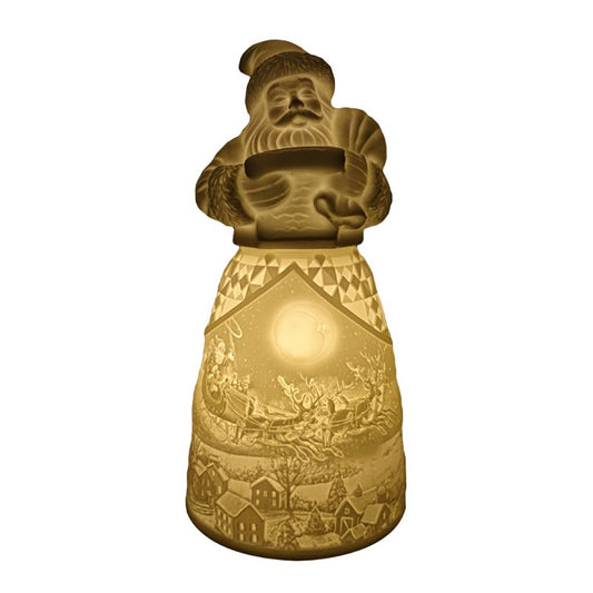 Belysning Jul Jultomte med LED-belysning Ø 9x19 cm Vit porslin