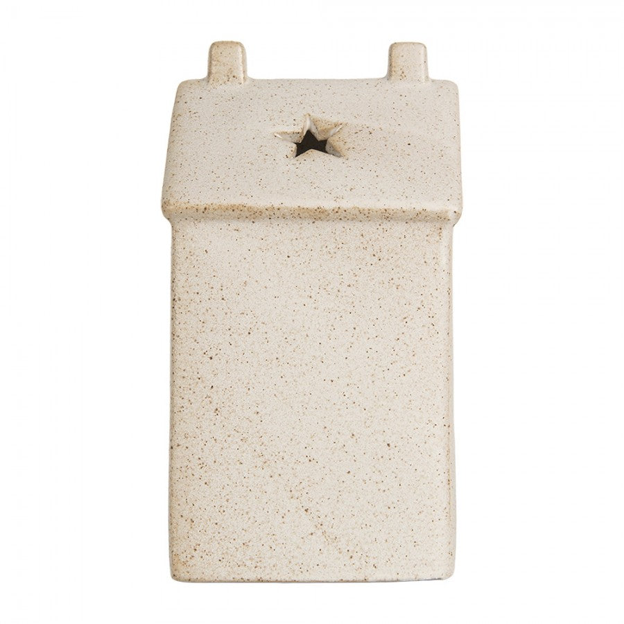 Belysning Jul Hus med LED 10x9x18 cm Beige keramik