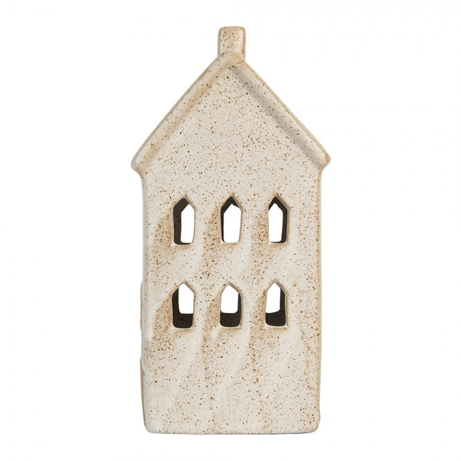 Belysning Jul Hus med LED 10x9x18 cm Beige keramik
