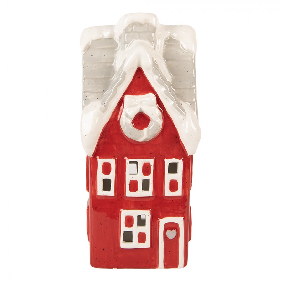 Belysning Jul Hus med LED 11x10x24 cm Röd keramik