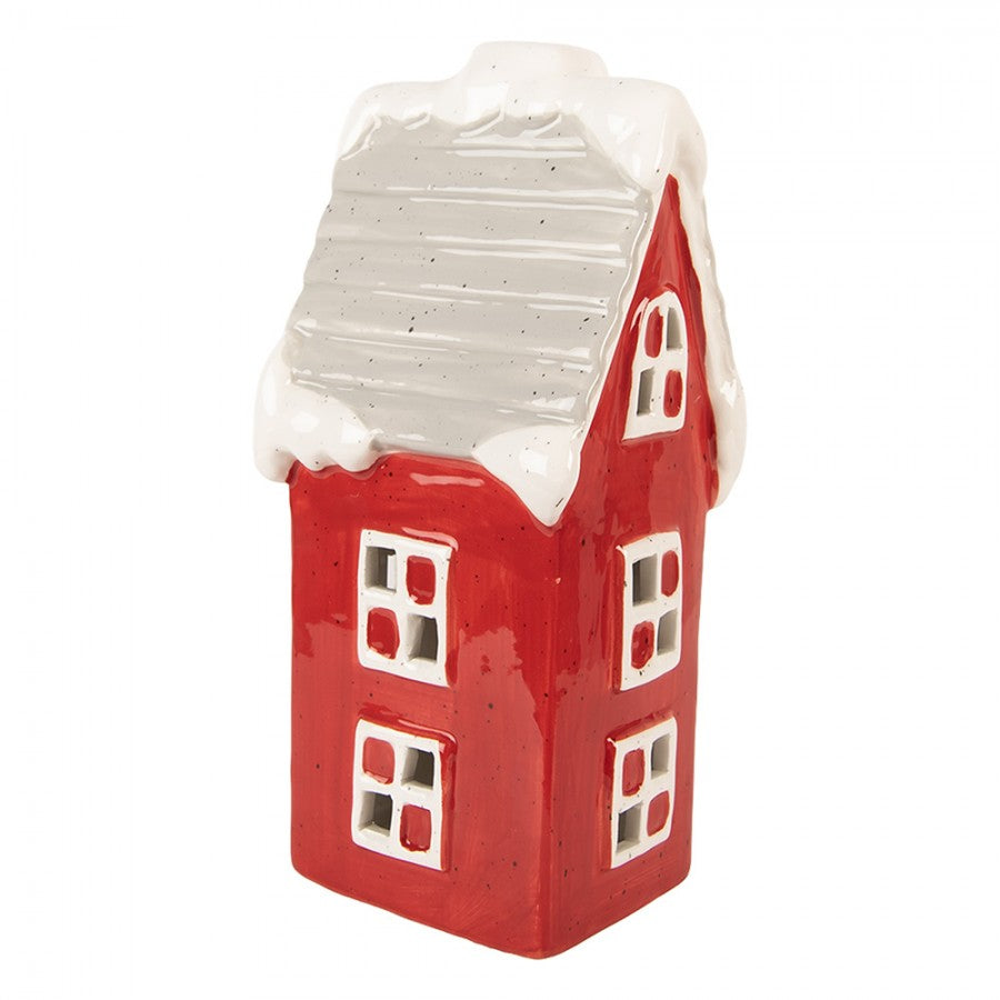 Belysning Jul Hus med LED 11x10x24 cm Röd keramik