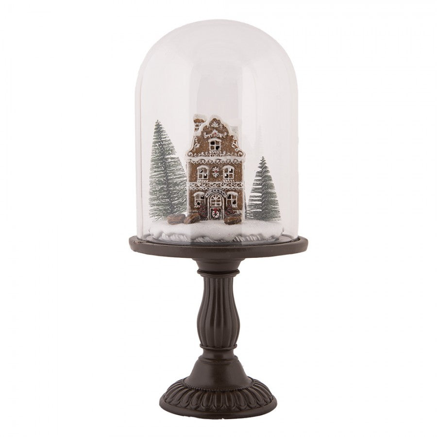 Juldekoration Inomhus Glasklocka By med LED-belysning Ø 17x36 cm Brun