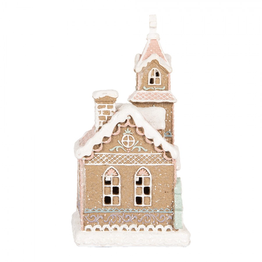 Belysning Jul Pepparkakskyrka med LED 14x12x23 cm Pastell
