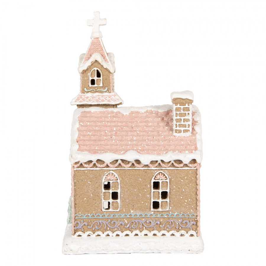 Belysning Jul Pepparkakskyrka med LED 14x12x23 cm Pastell