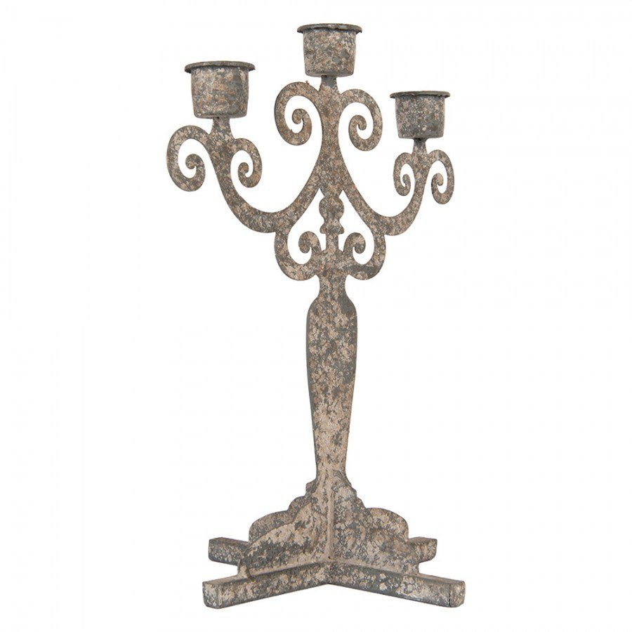 Ljusstake Metall 26x16x35 cm grå