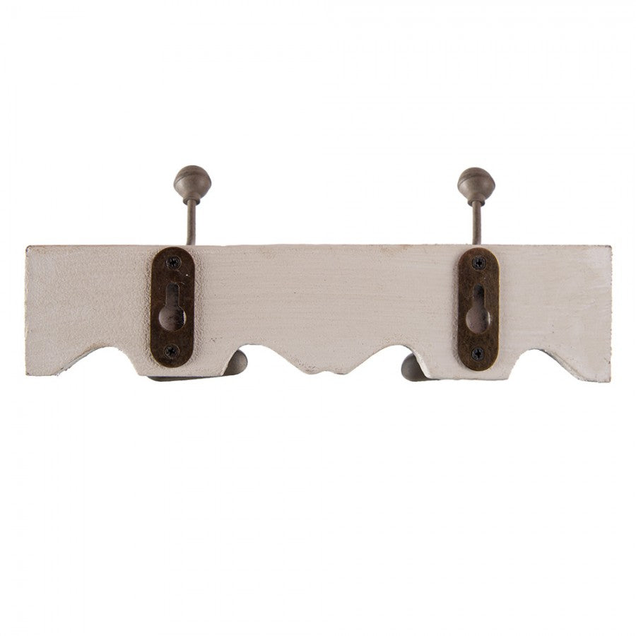 Klädhängare med 2 krokar 23x6x10 cm Vit trä metall