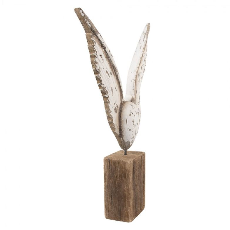 Dekoration figur med vingar 26x5x33 cm Vit Brun Trä