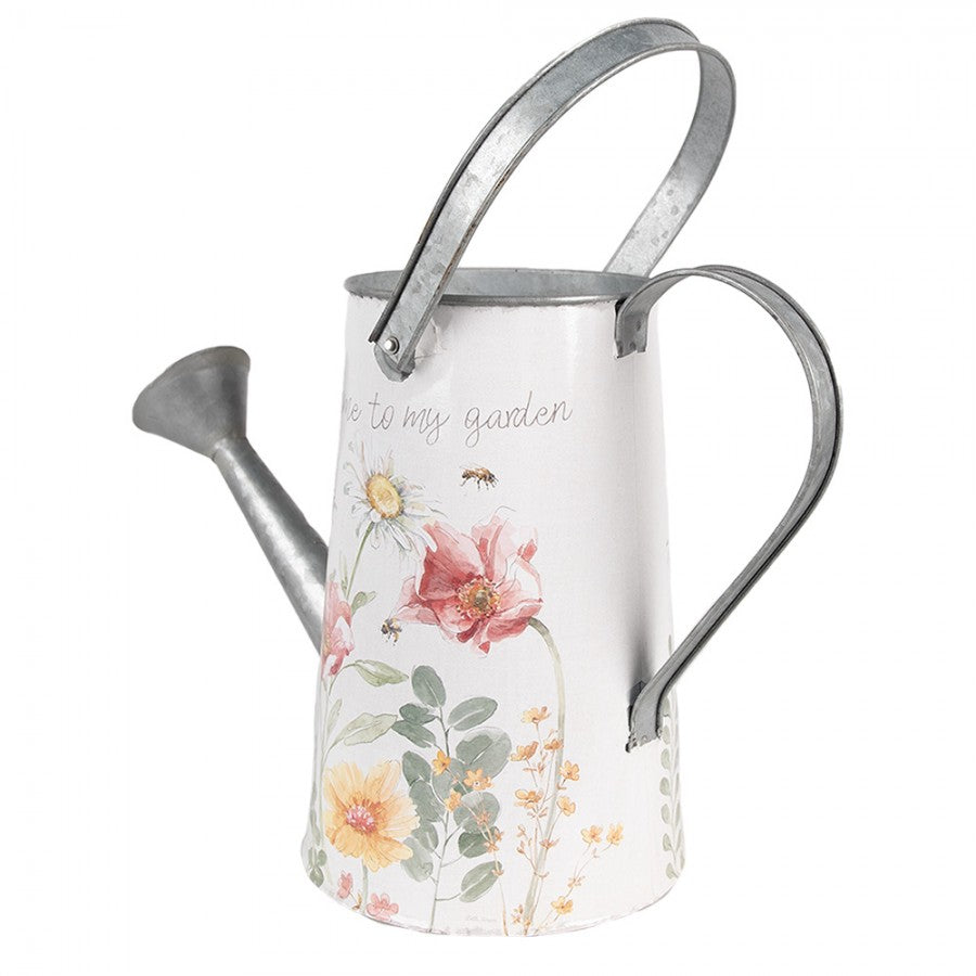 Utomhus Dekoration DIV. vattenkanna 36x17x25 cm Vit blommor metall