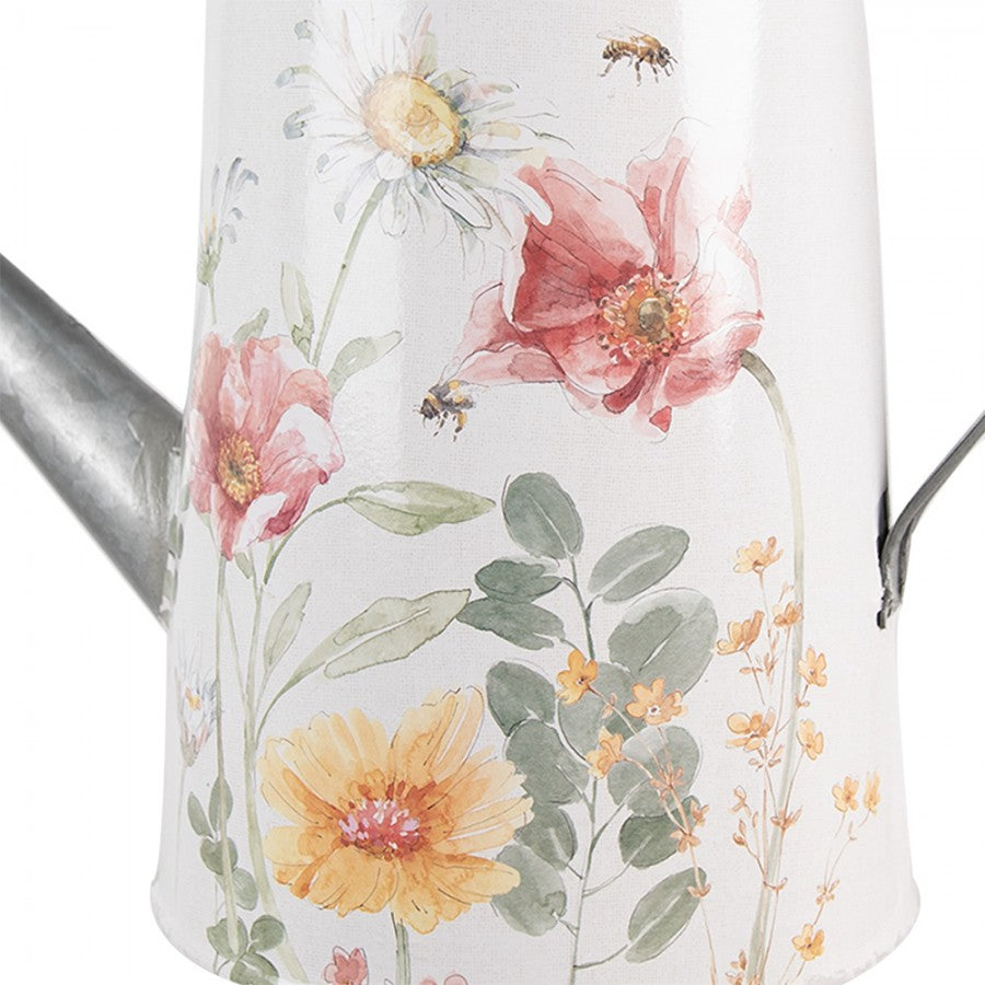 Utomhus Dekoration DIV. vattenkanna 36x17x25 cm Vit blommor metall