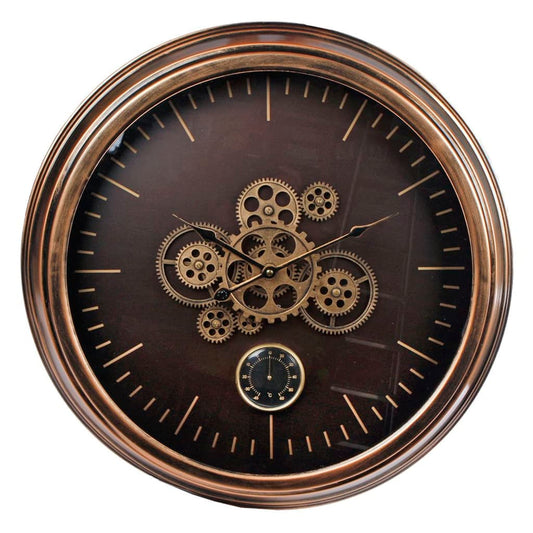 Väggklocka Budapest med termometer metall guld 58,5 cm