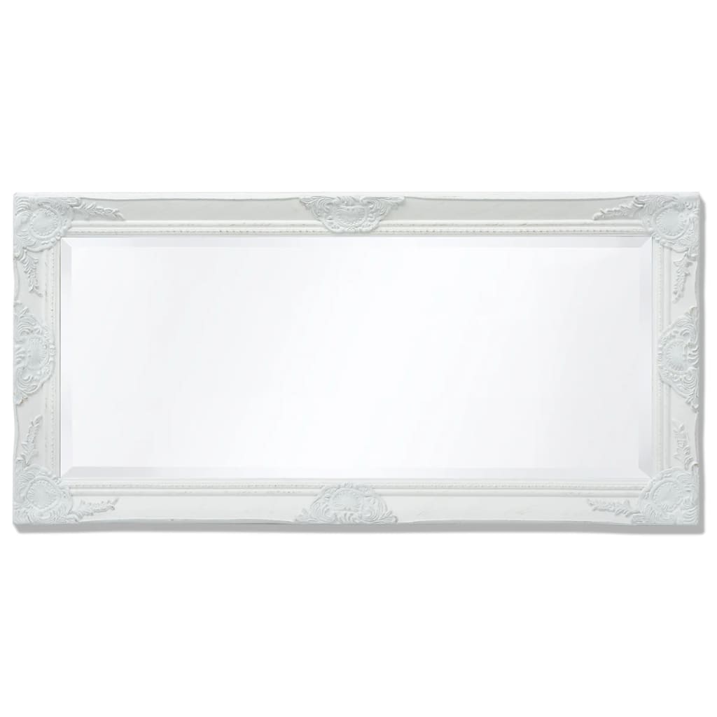 Väggspegel i barockstil 100x50 cm Vit