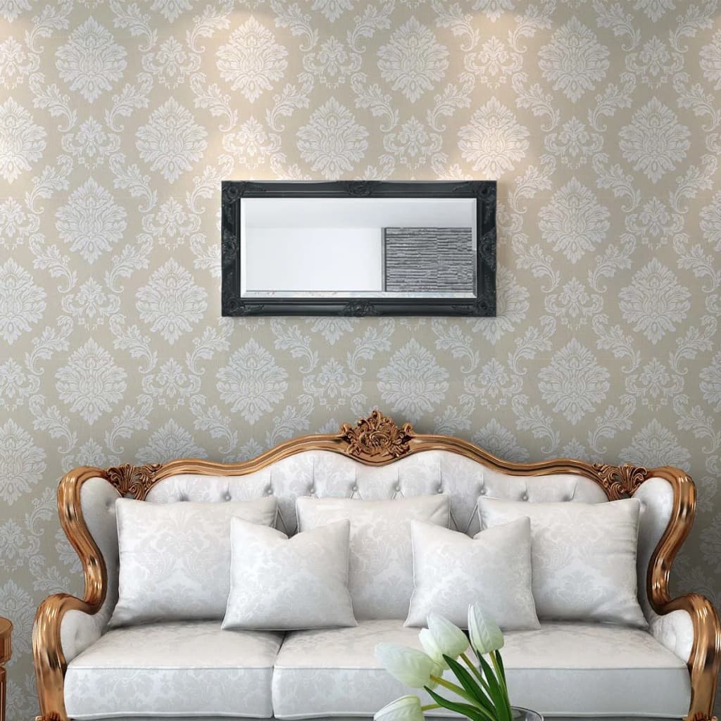 Väggspegel barockstil 100x50 cm svart