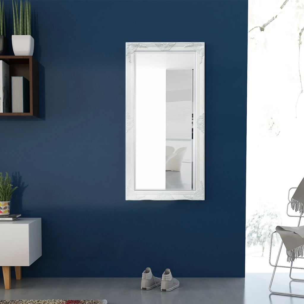 Väggspegel barockstil 120x60 cm vit