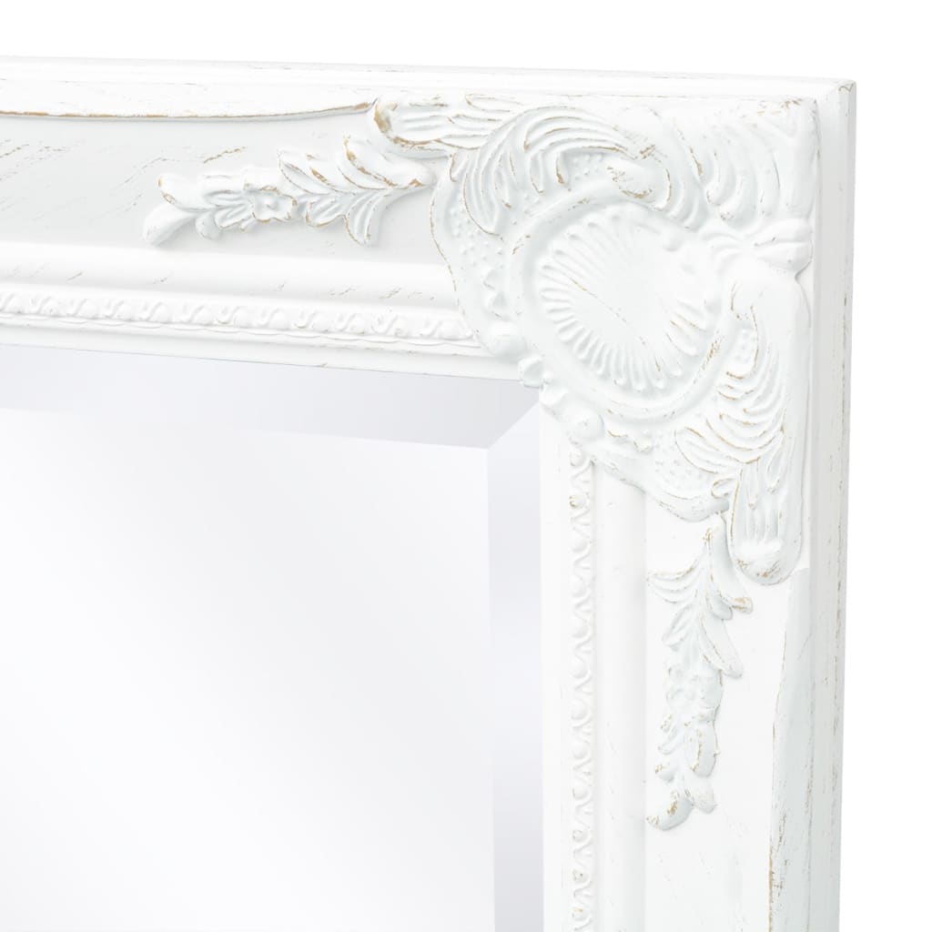 Väggspegel barockstil 120x60 cm vit