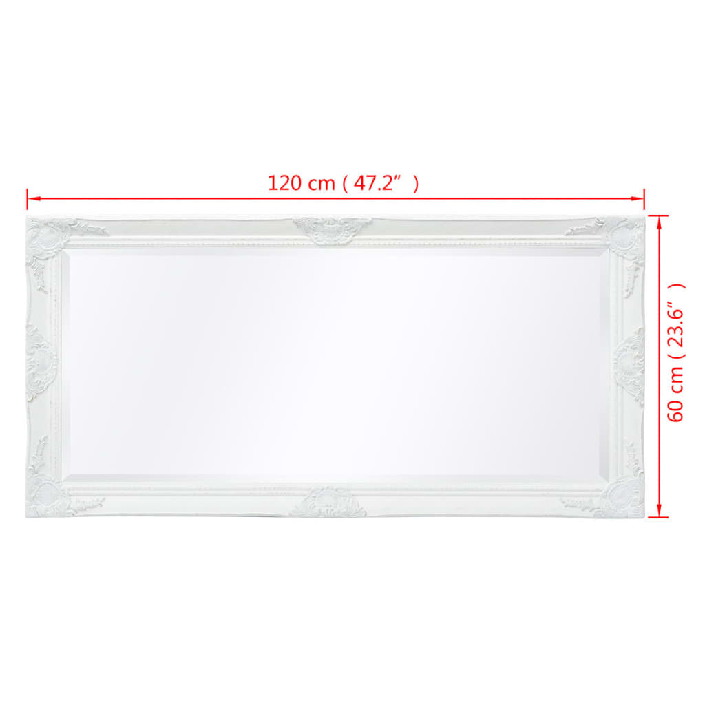 Väggspegel barockstil 120x60 cm vit