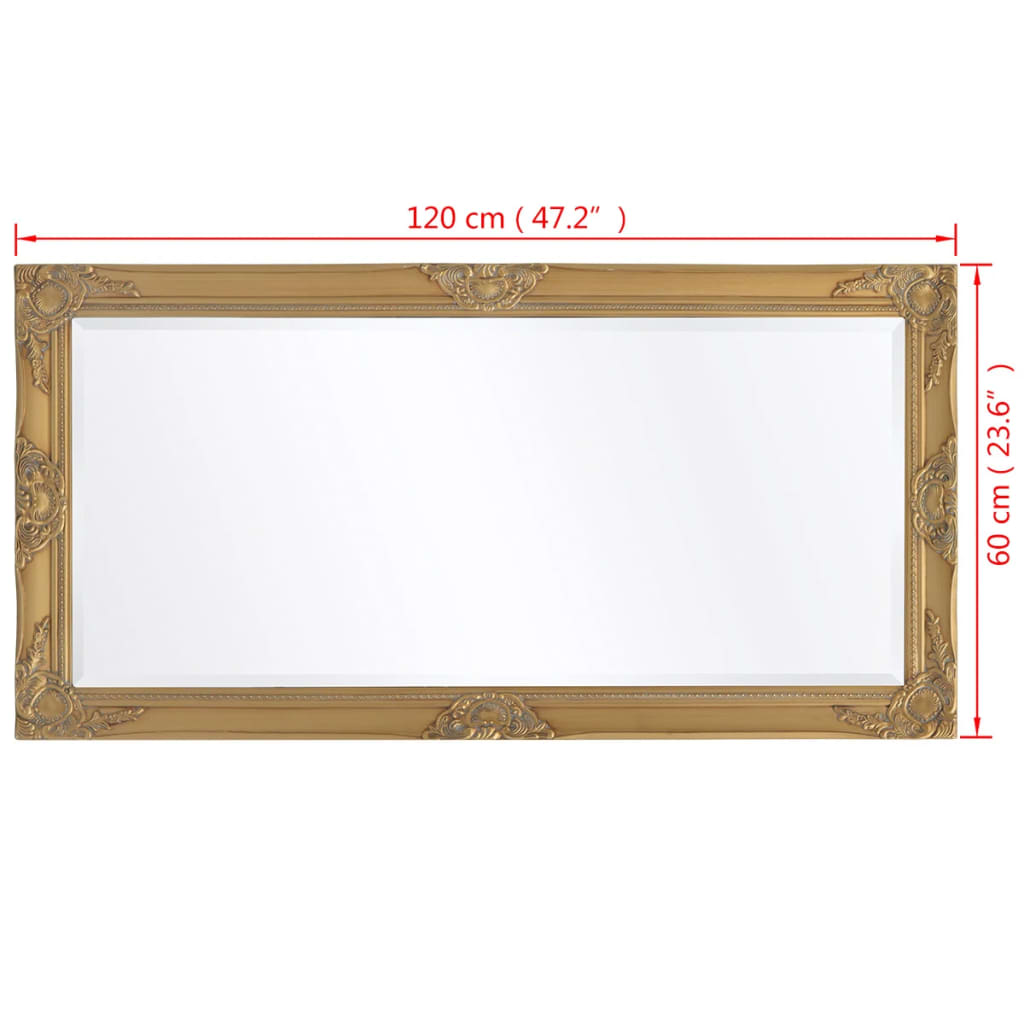 Väggspegel barockstil 120x60 cm guld