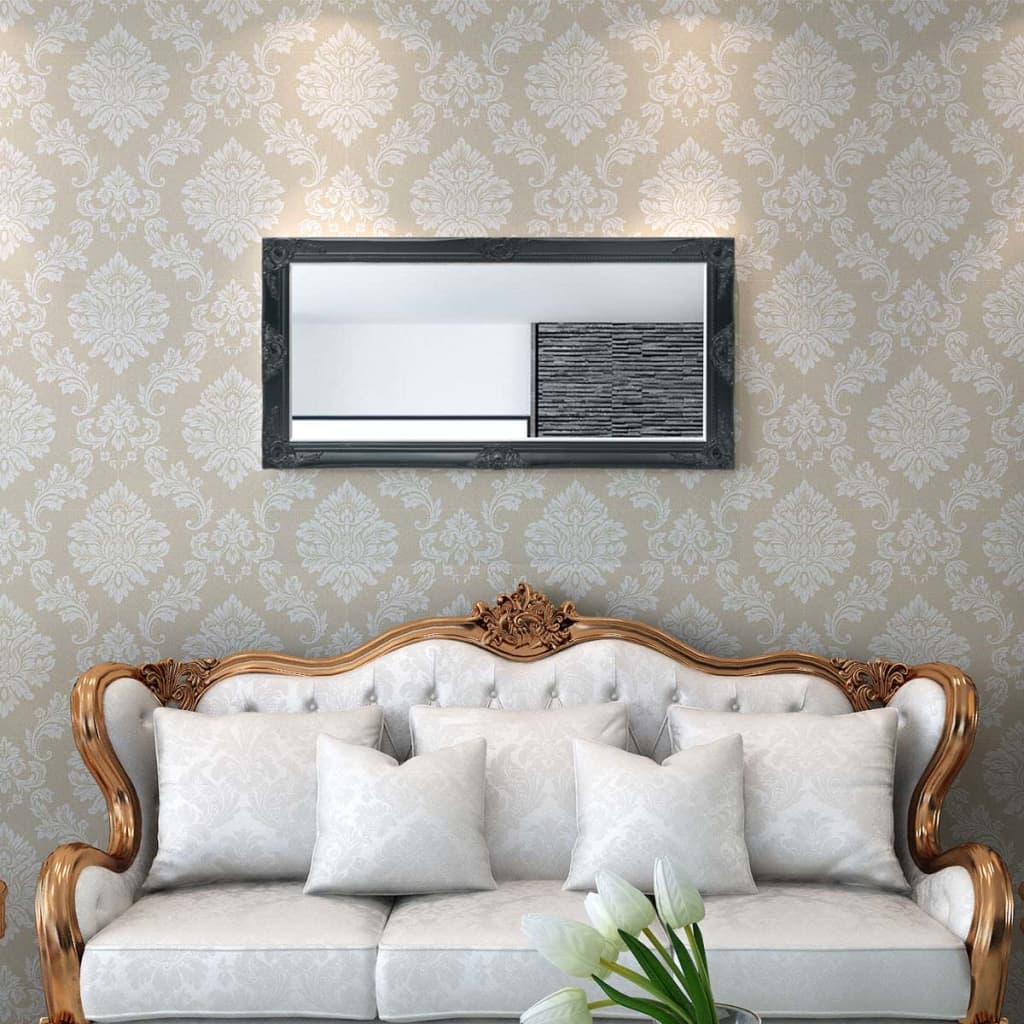 Väggspegel barockstil 120x60 cm svart