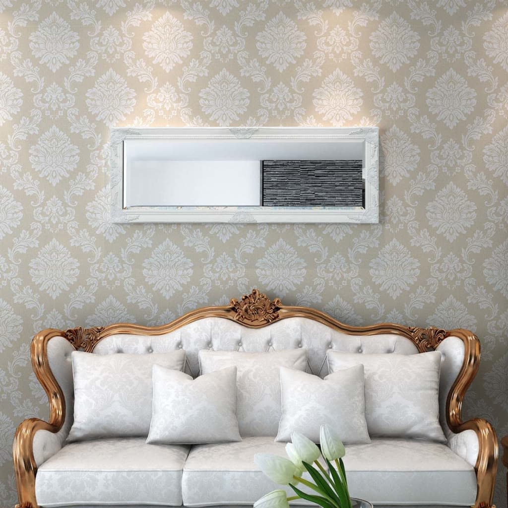 Väggspegel barockstil 140x50 cm vit