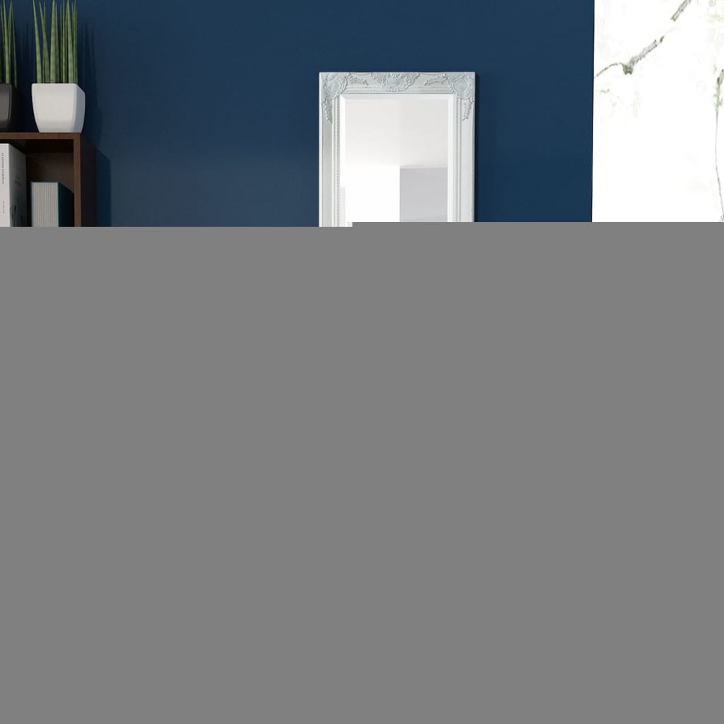 Väggspegel barockstil 140x50 cm vit