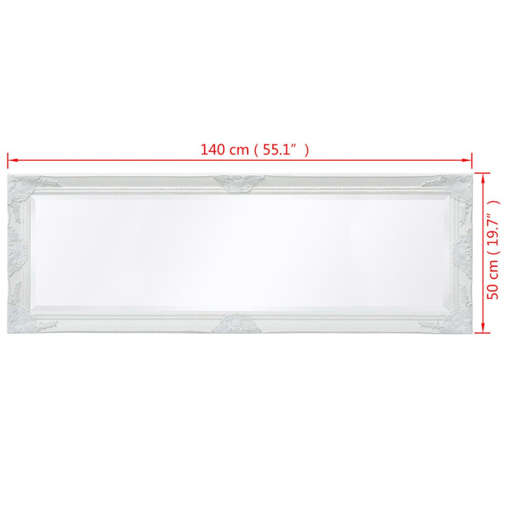 Väggspegel barockstil 140x50 cm vit