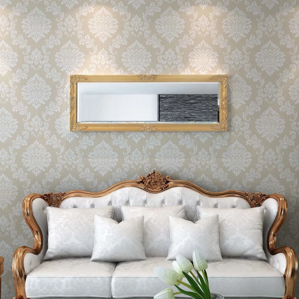 Väggspegel barockstil 140x50 cm guld
