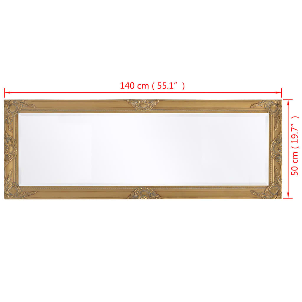 Väggspegel barockstil 140x50 cm guld