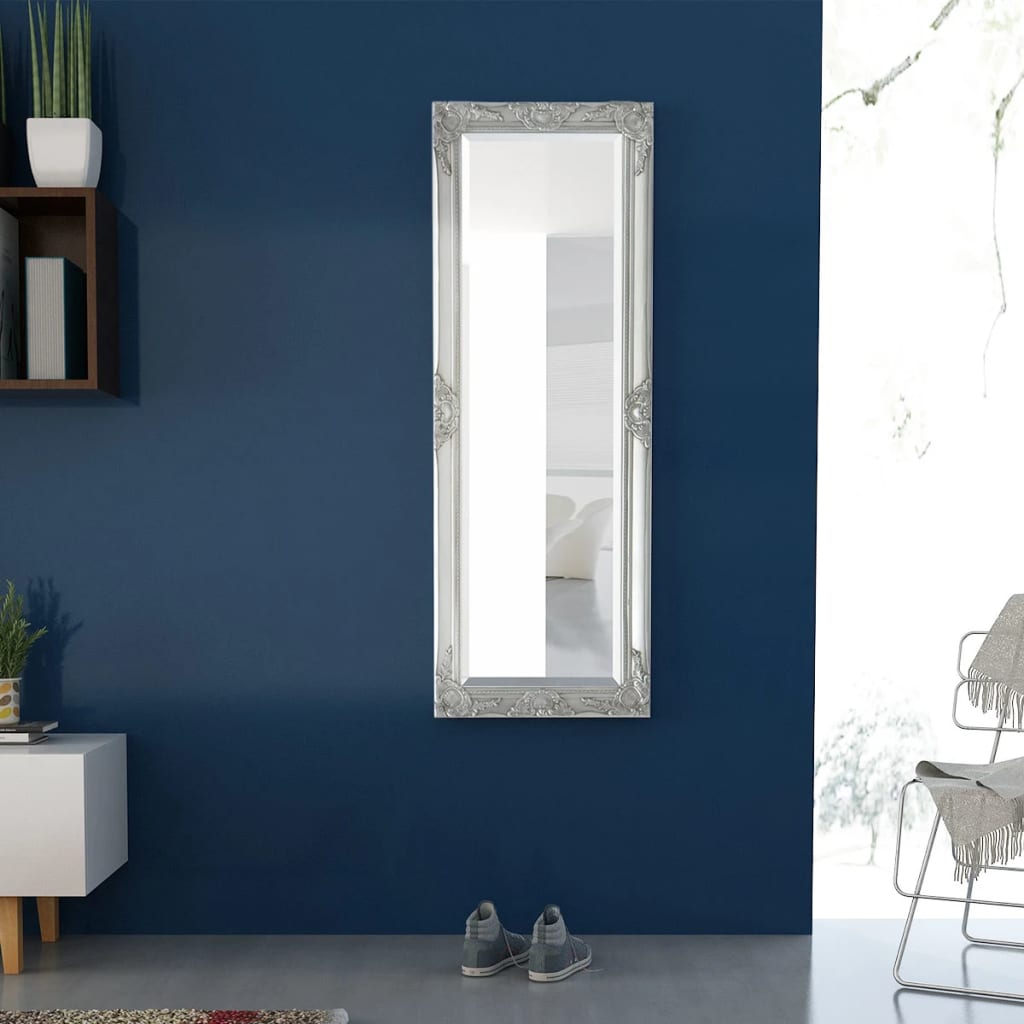 Väggspegel barockstil 140x50 cm silver