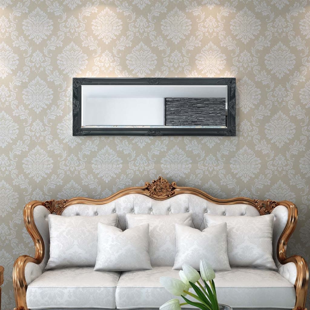 Väggspegel barockstil 140x50 cm svart