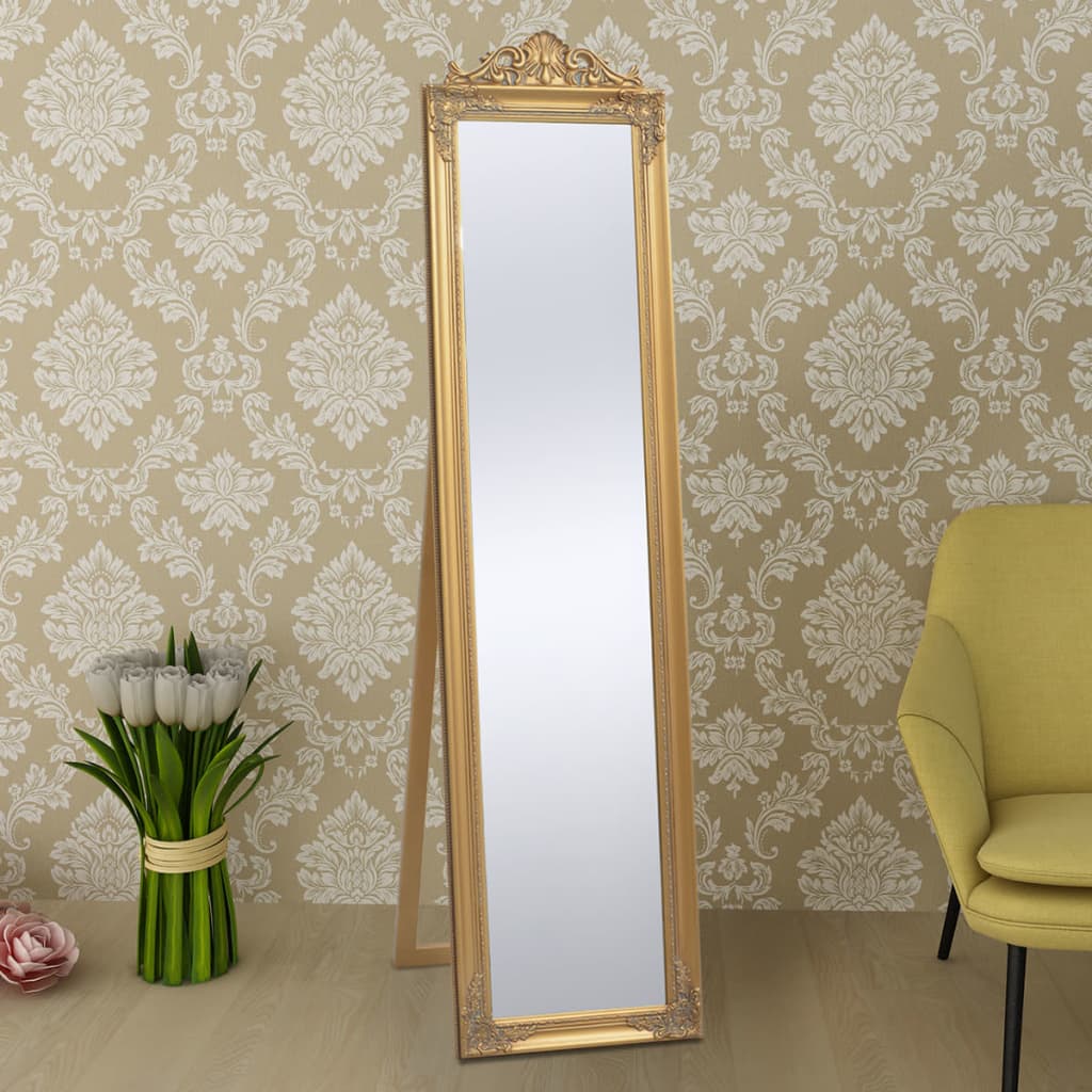 Väggspegel i barockstil 160x40 cm guld