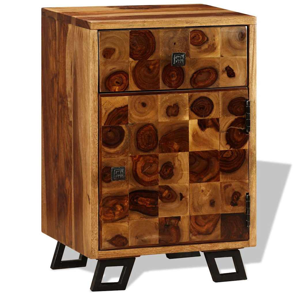 Sängbord massivt sheshamträ 37x30x54 cm