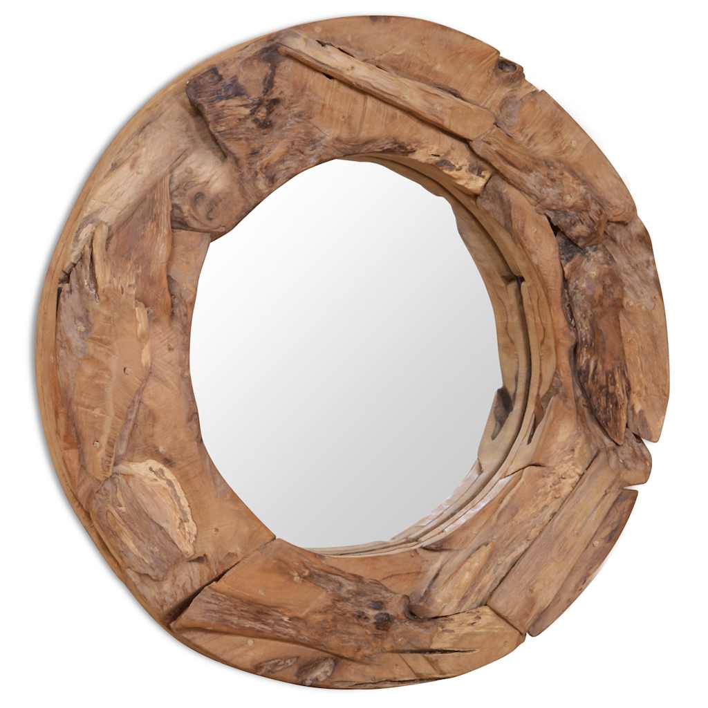 Väggspegel teak 60 cm rund