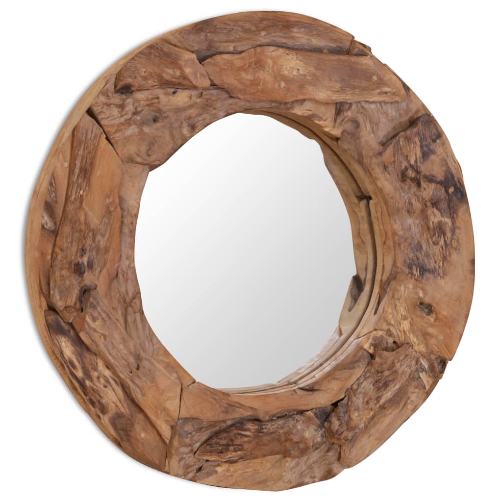 Väggspegel teak 60 cm rund