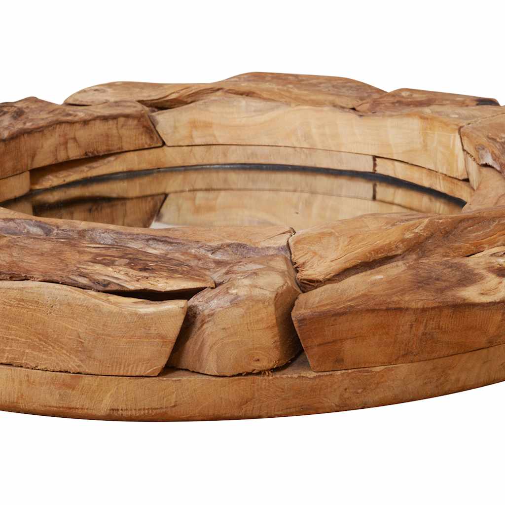 Väggspegel teak 60 cm rund